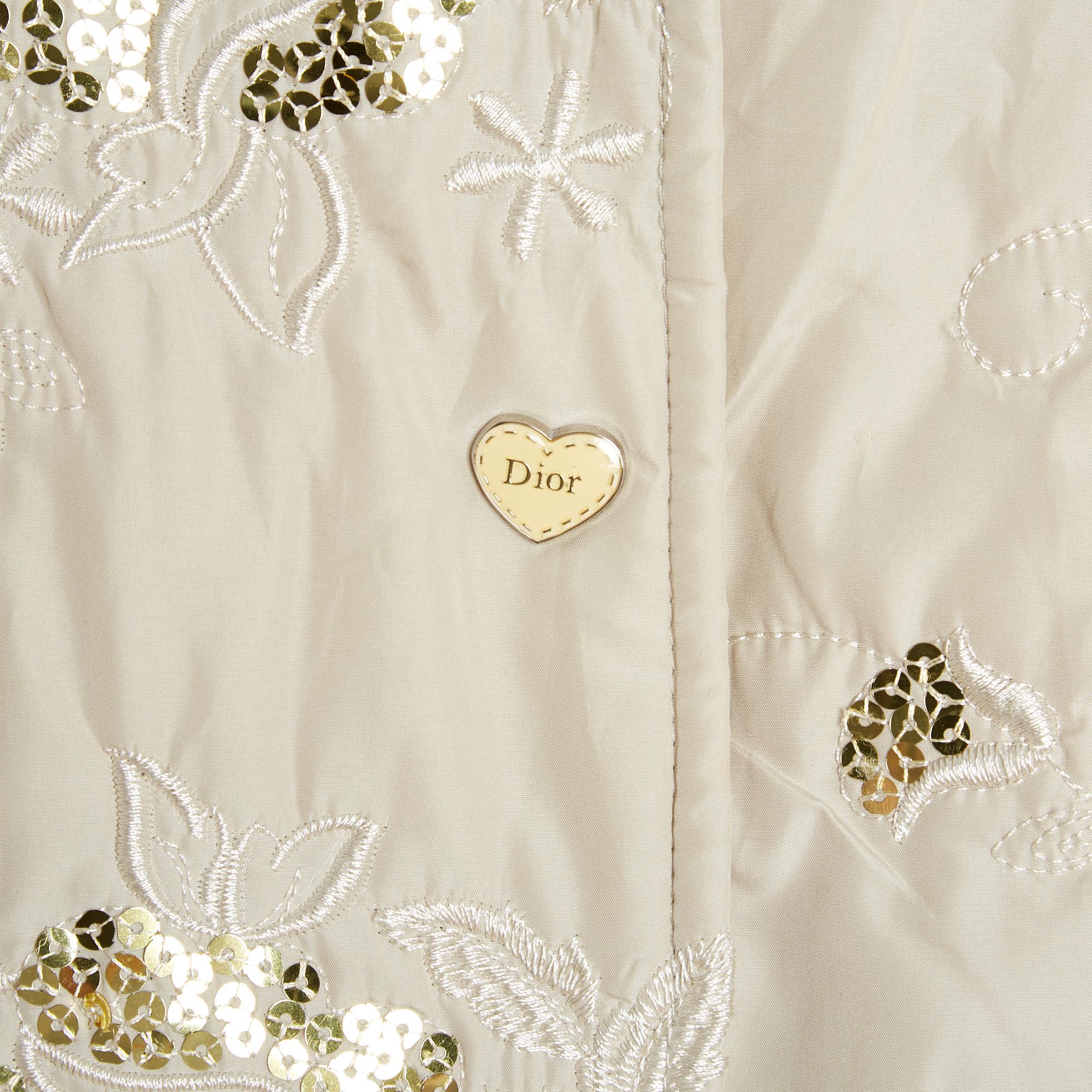 Christian Dior 2002 Veste Beige oder FR40 John Galliano Gestickte Jacke UK12 US10 im Angebot 2