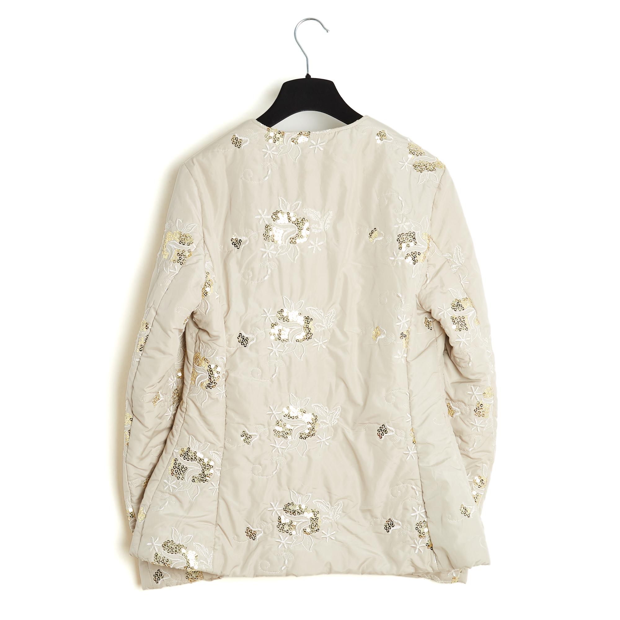 Christian Dior 2002 Veste Beige oder FR40 John Galliano Gestickte Jacke UK12 US10 im Angebot 3
