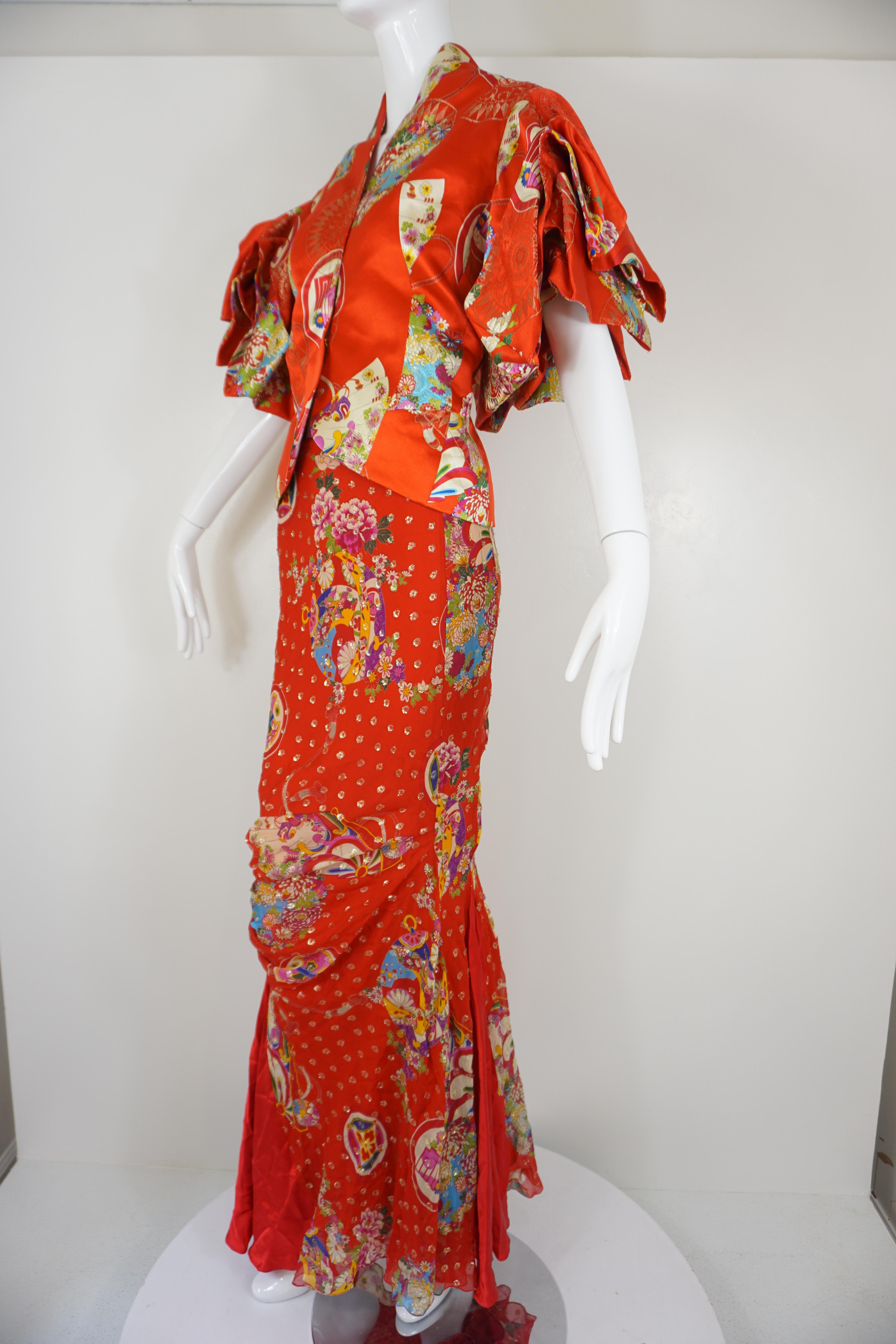 Christian Dior 2003 Chinese Origami Jacket and Skirt Ensemble Size 6 In Excellent Condition In Carmel, CA