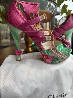 Christian Dior 2003 Collection Python and Silk Satin Shoes Size 37