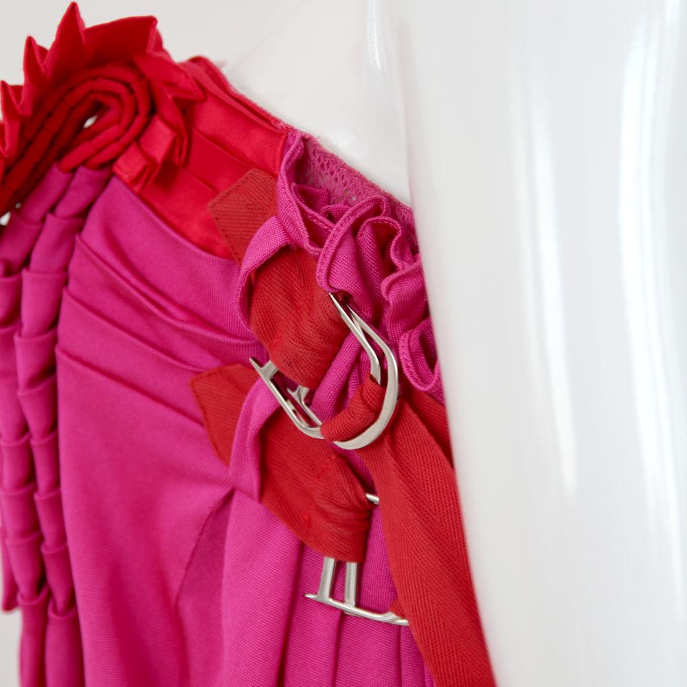 Women's or Men's CHRISTIAN DIOR 2003 Rare Pink Red Silk Dress by John Galliano Runway S/S
