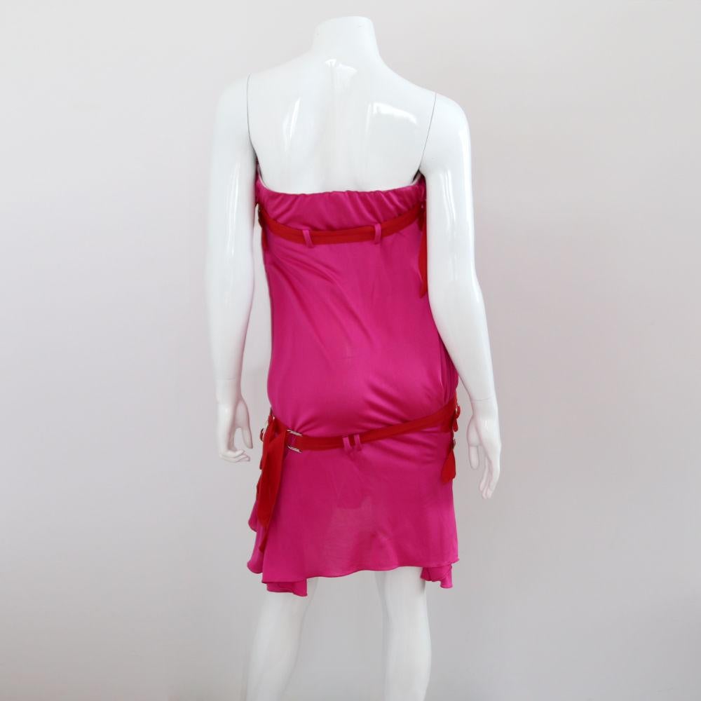 CHRISTIAN DIOR 2003 Rare Pink Red Silk Dress by John Galliano Runway S/S 4