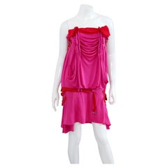 CHRISTIAN DIOR 2003 Rare Pink Red Silk Dress by John Galliano Runway S/S