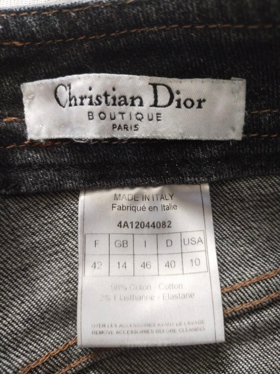 CHRISTIAN DIOR 2004 Hardcore Galliano Y2K silver star denim jeans FR 42 US 10 For Sale 4