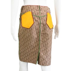 Christian Dior by Galliano 2004 Rasta Monogram Knee Length Skirt size 34