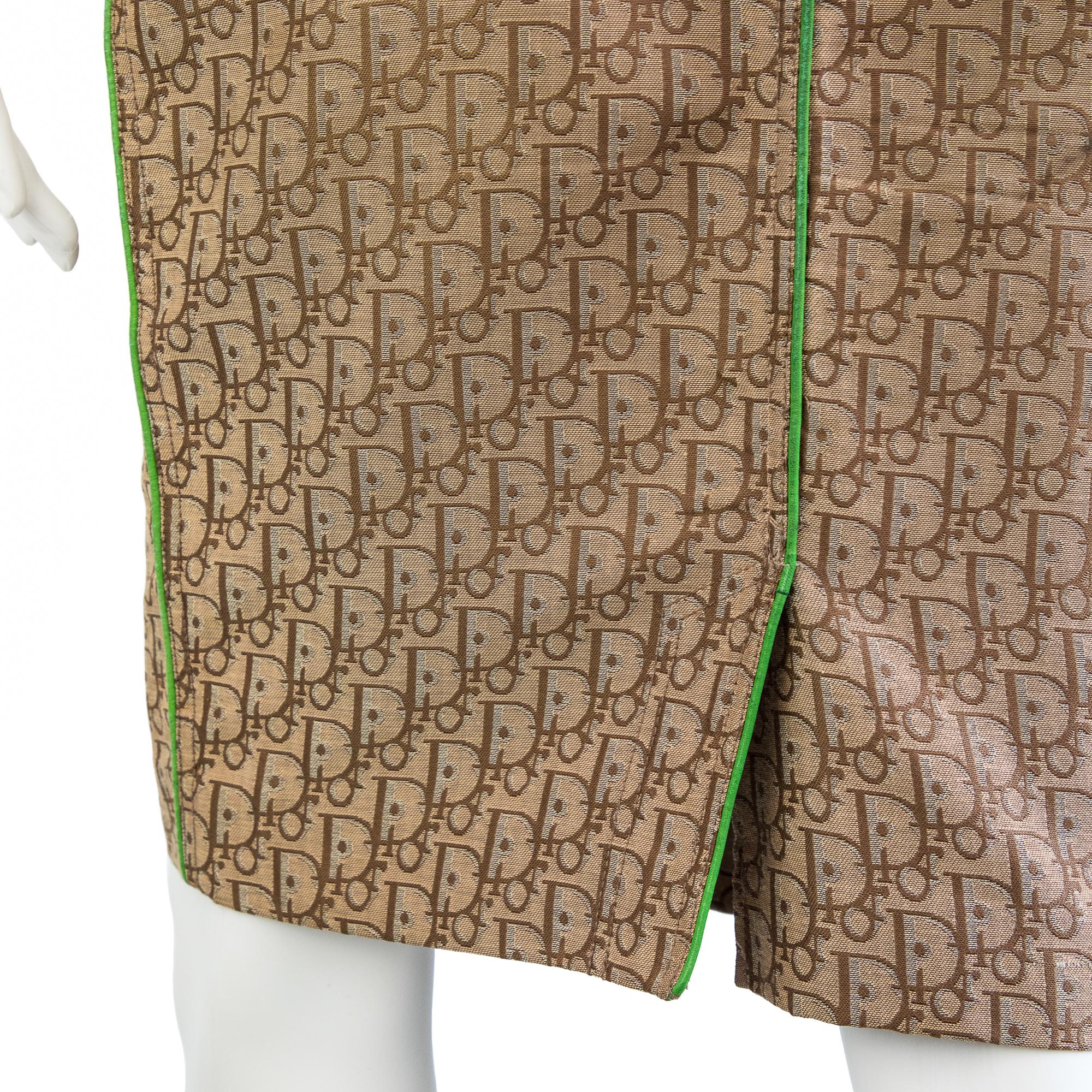 Women's Christian Dior by Galliano 2004 Rasta Monogram Knee Length Skirt size 34 For Sale