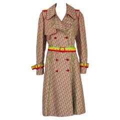 Christian Dior by Galliano 2004 Rasta Monogrammierter Trenchcoat Größe 40