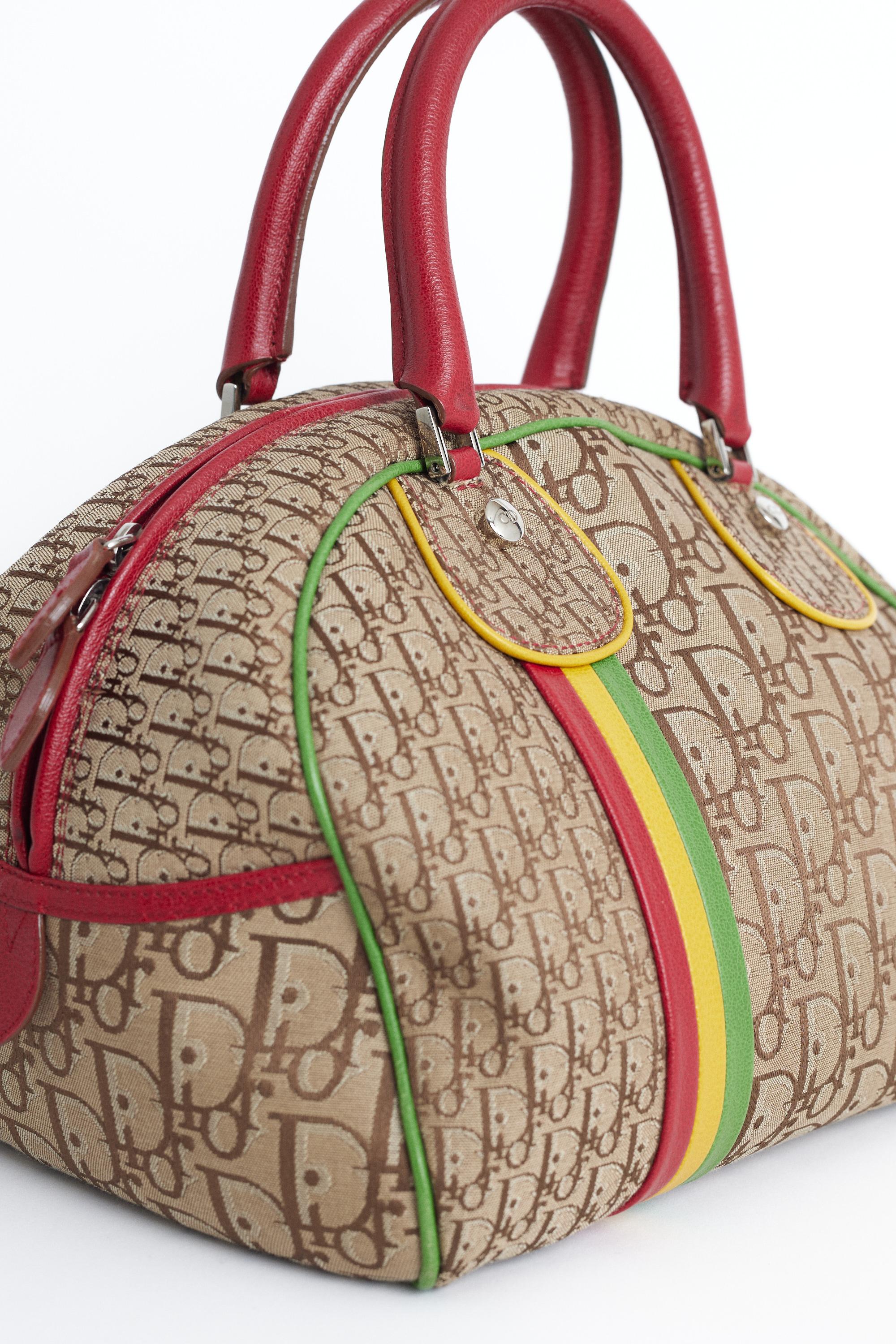 Christian Dior 2004 Rasta Print Bowling Bag In Excellent Condition For Sale In London, GB