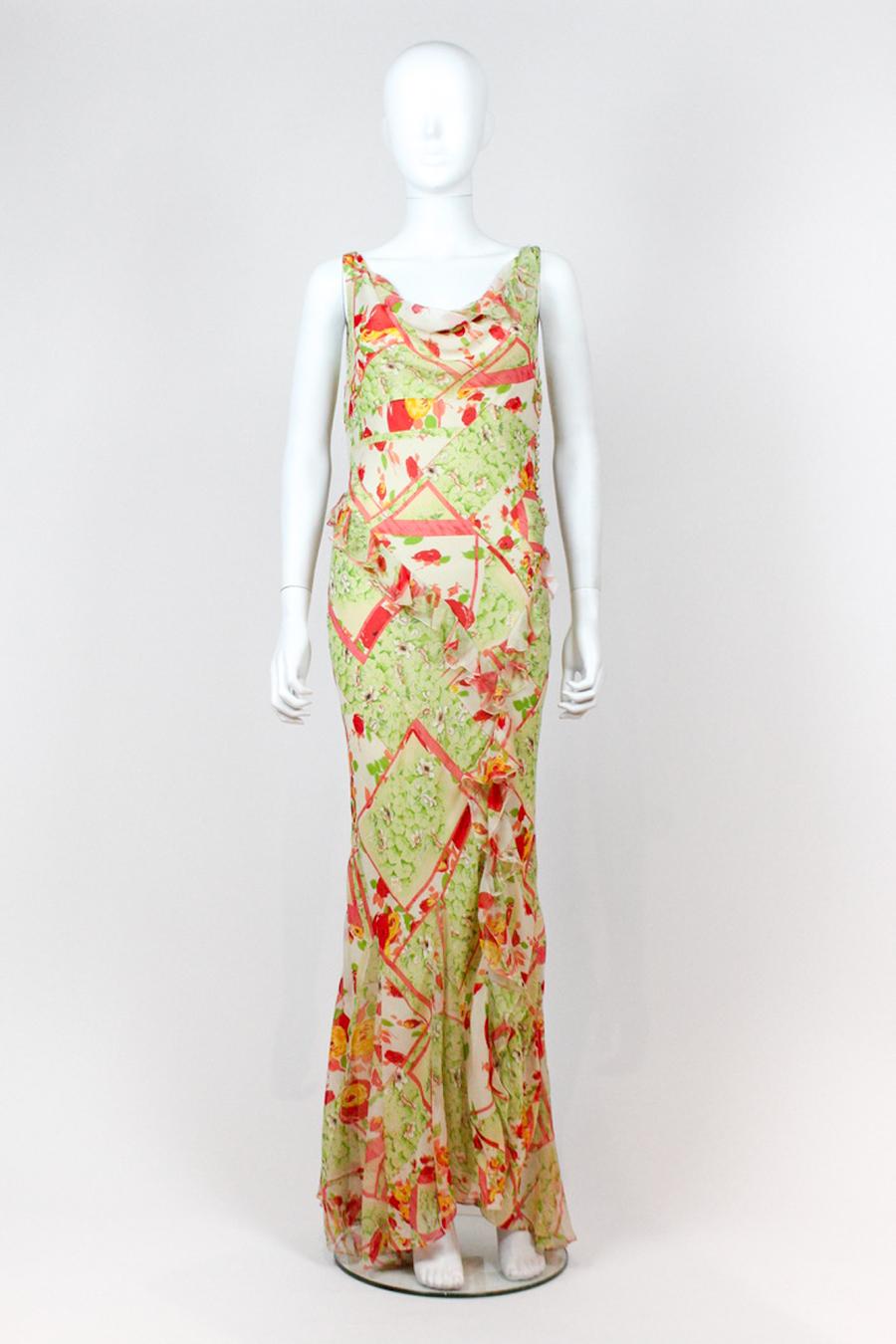 Christian Dior 2004 Silk Floral Dress In Excellent Condition For Sale In Norwich, GB