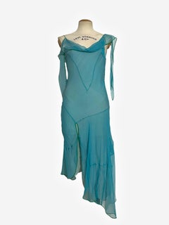 Vestido azul asimétrico Christian Dior 2005