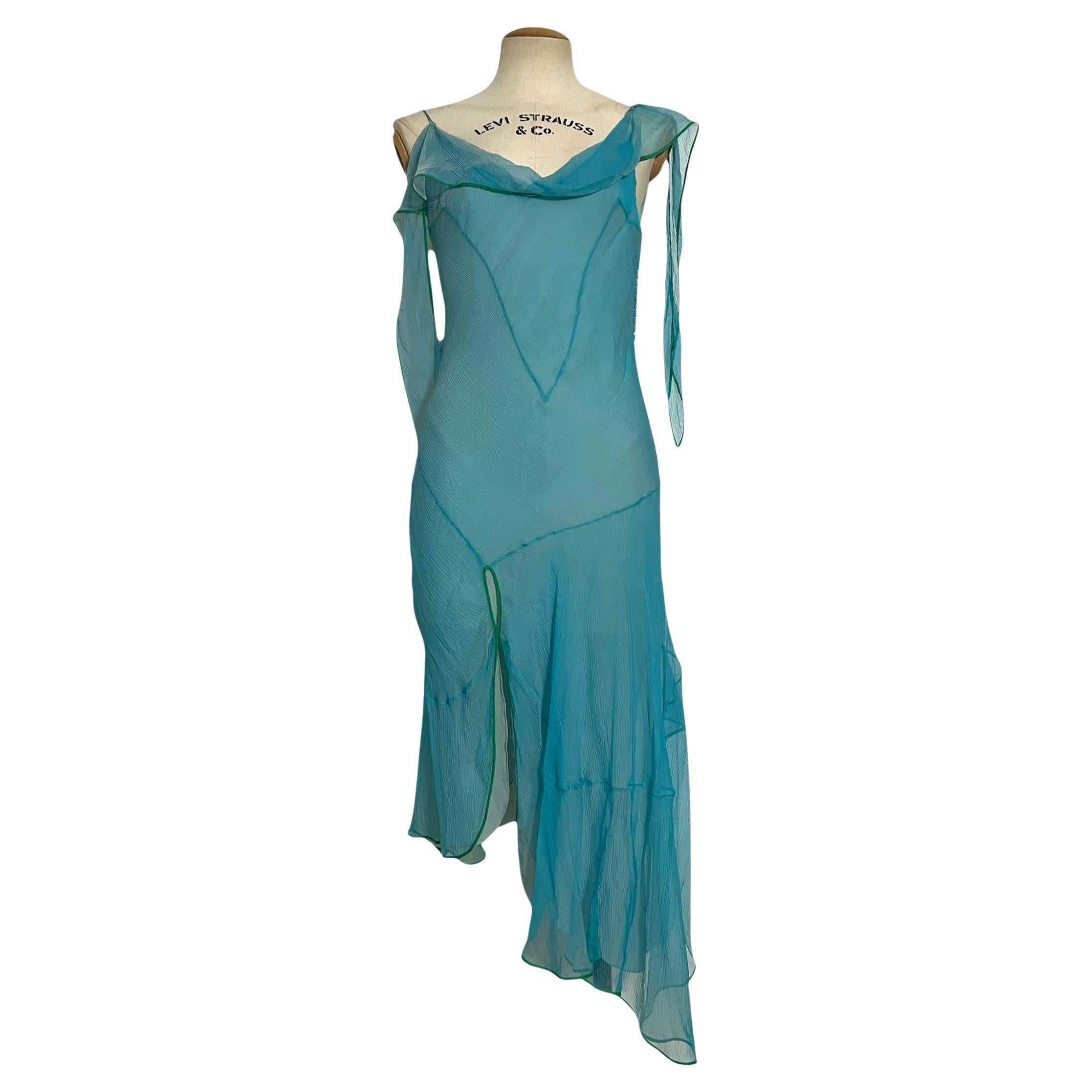 Christian Dior 2005 assymetric blue dress