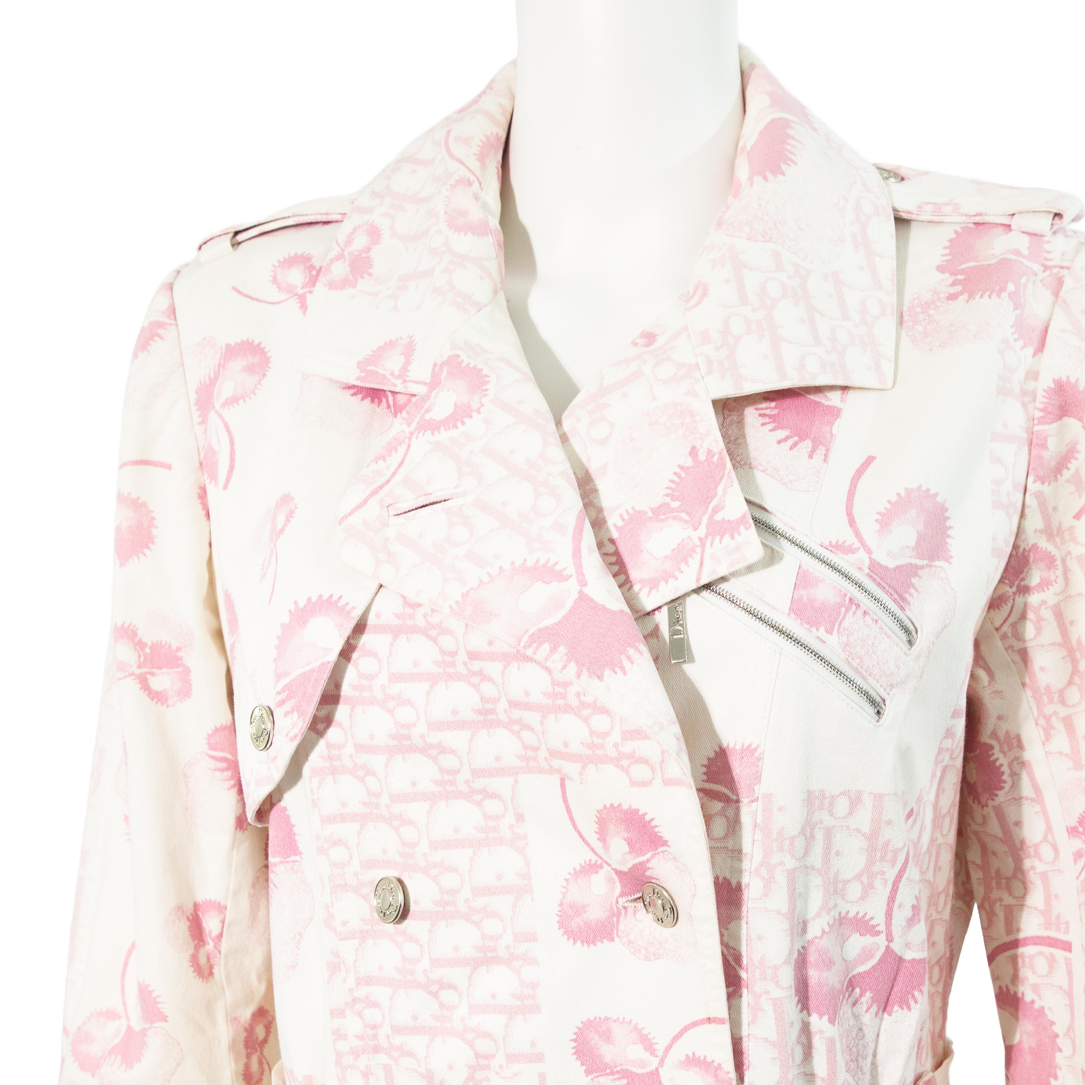 Women's Christian Dior 2005 Blossom Monogram Trench Coat size 38 For Sale