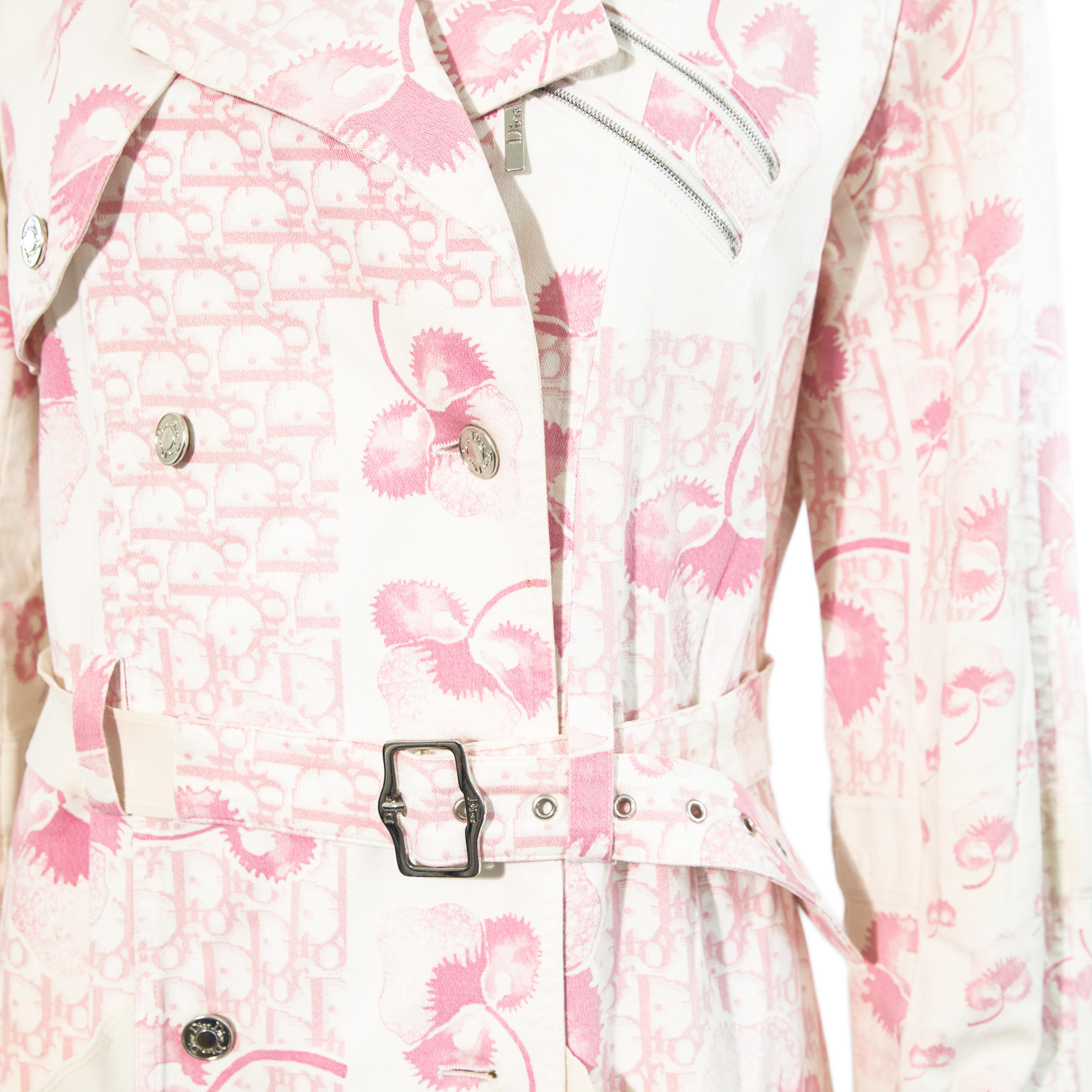 Christian Dior 2005 Blossom Monogram Trench Coat size 38 For Sale 1