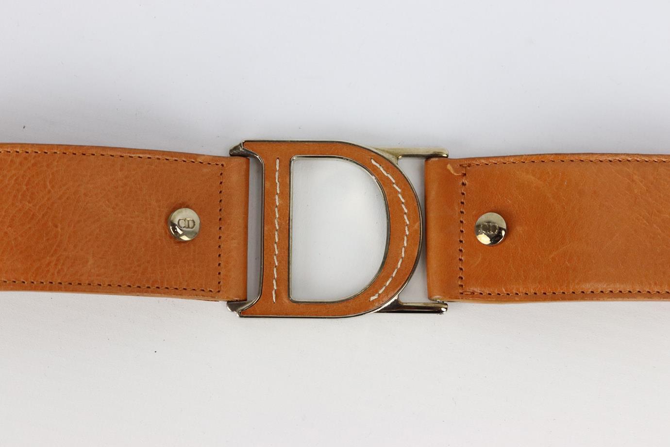 Brown Christian Dior 2005 Cd Leather Belt 85 Cm