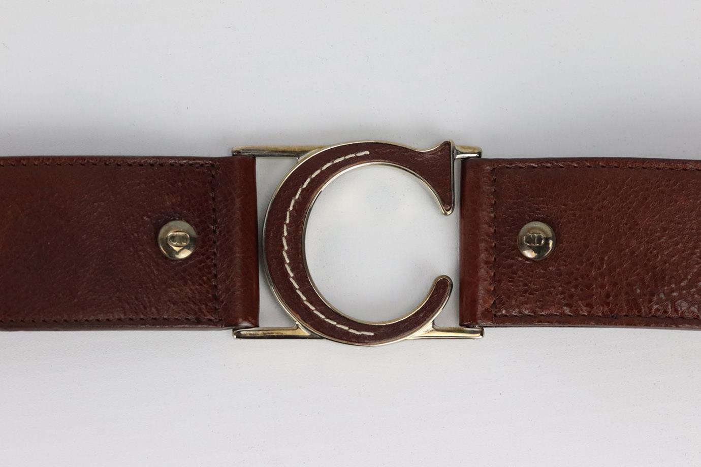 Brown Christian Dior 2005 Cd Leather Belt 85 Cm