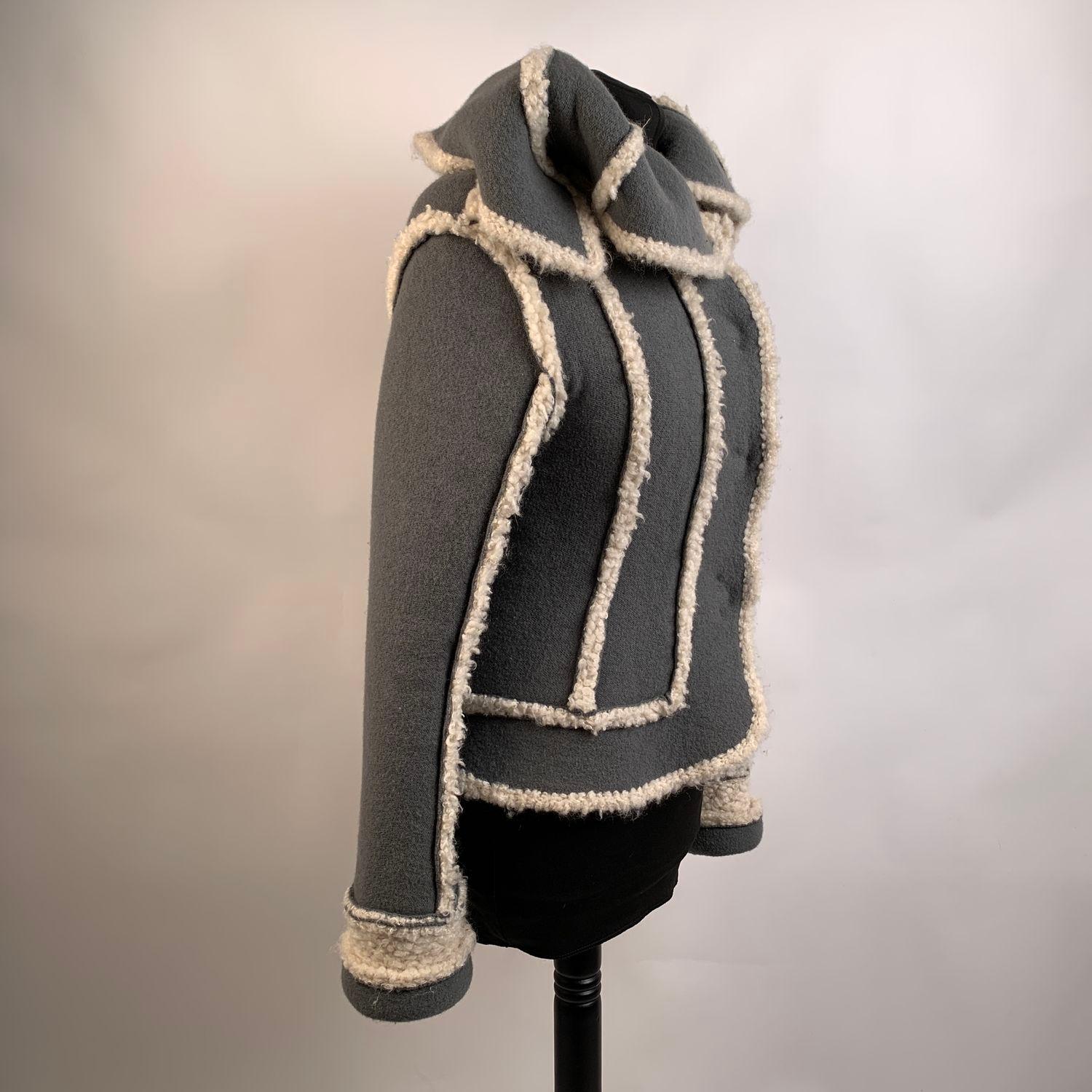 Christian Dior 2005 Gray Wool Shearling Jacket Size38 1