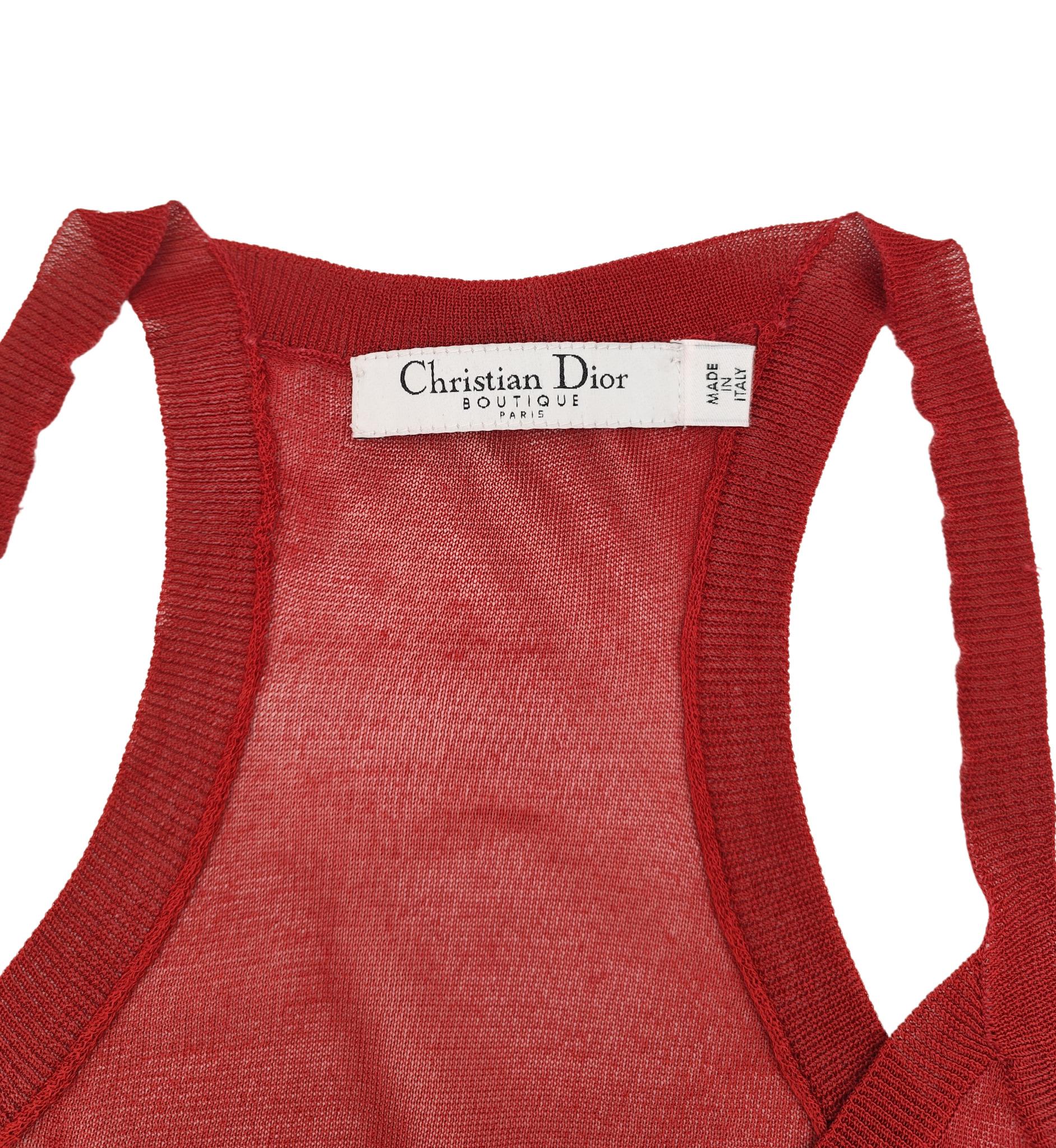Ensemble top et pull en soie rouge Christian Dior 2006 en vente 7