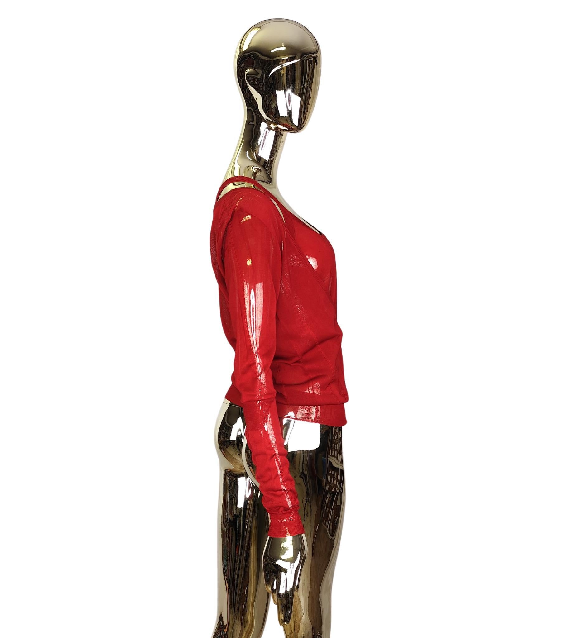 Ensemble top et pull en soie rouge Christian Dior 2006 Pour femmes en vente