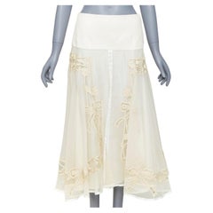 CHRISTIAN DIOR 2006 Vintage Gua blanc casse silk embroidered flare midi