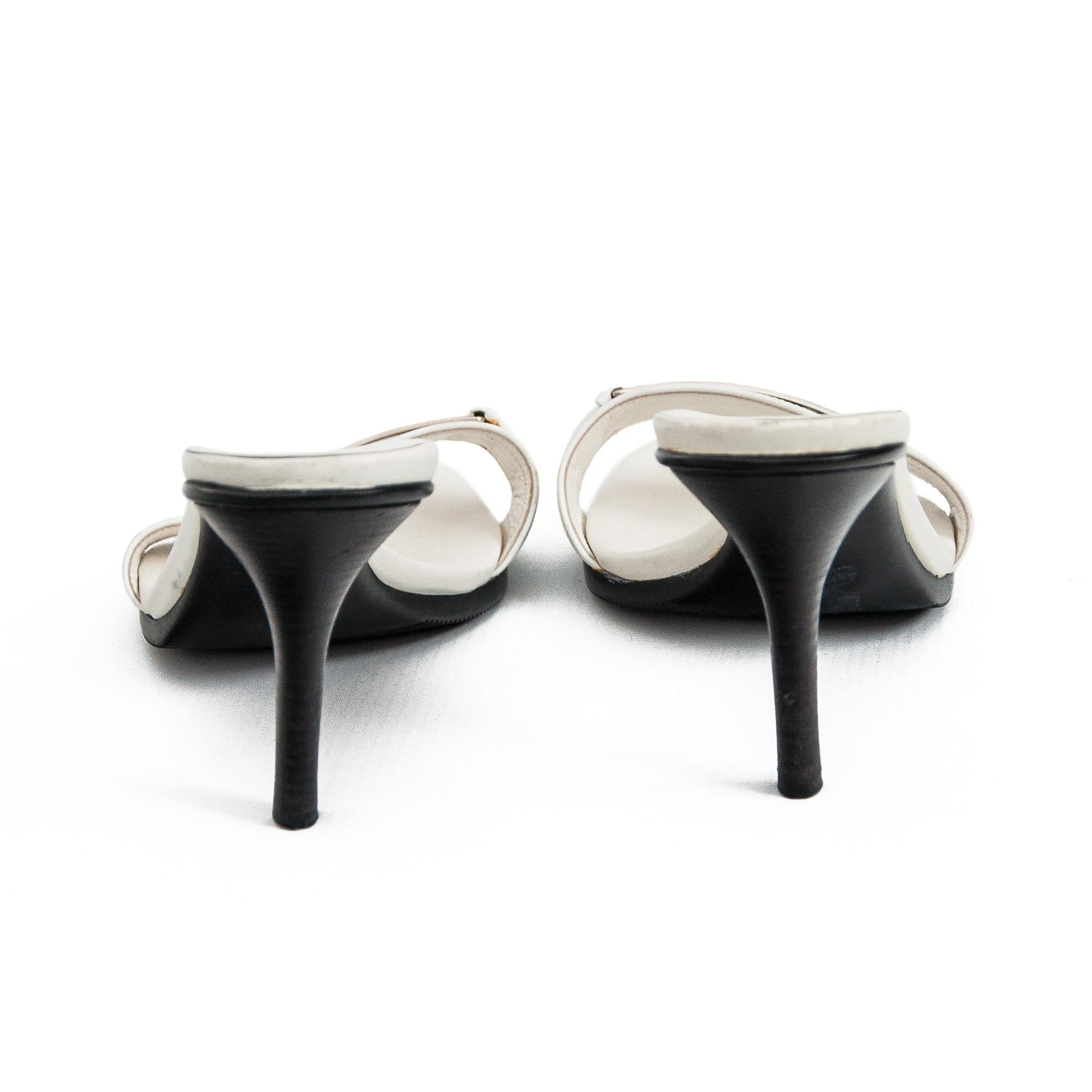 Christian Dior 2006 White Leather High Heel Mules size 38.5 2