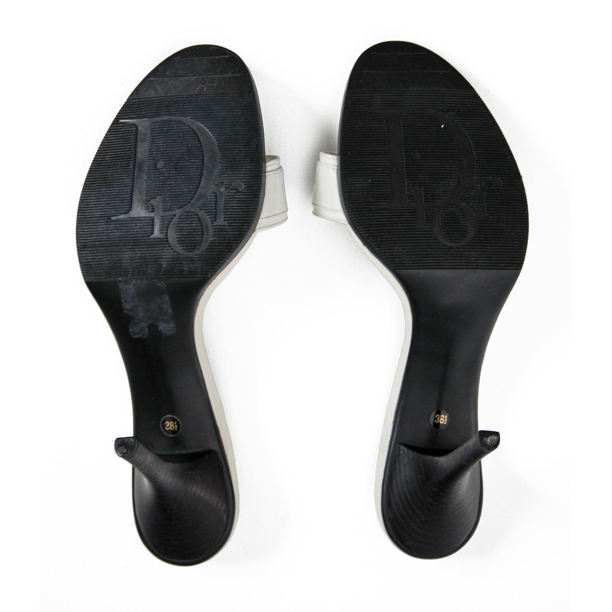 Christian Dior 2006 White Leather High Heel Mules size 38.5 3
