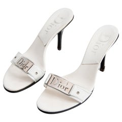 Christian Dior 2006 White Leather High Heel Mules size 38.5