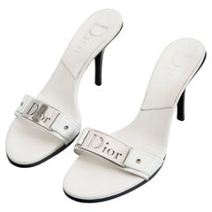 Christian Dior 2006 White Leather High Heel Mules size 38.5