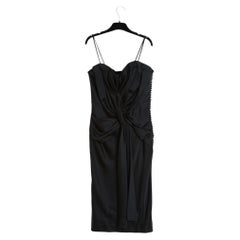 Christian Dior 2008 Robe Bustier FR42 Galliano Black Satin Drape Dress UK14 US10