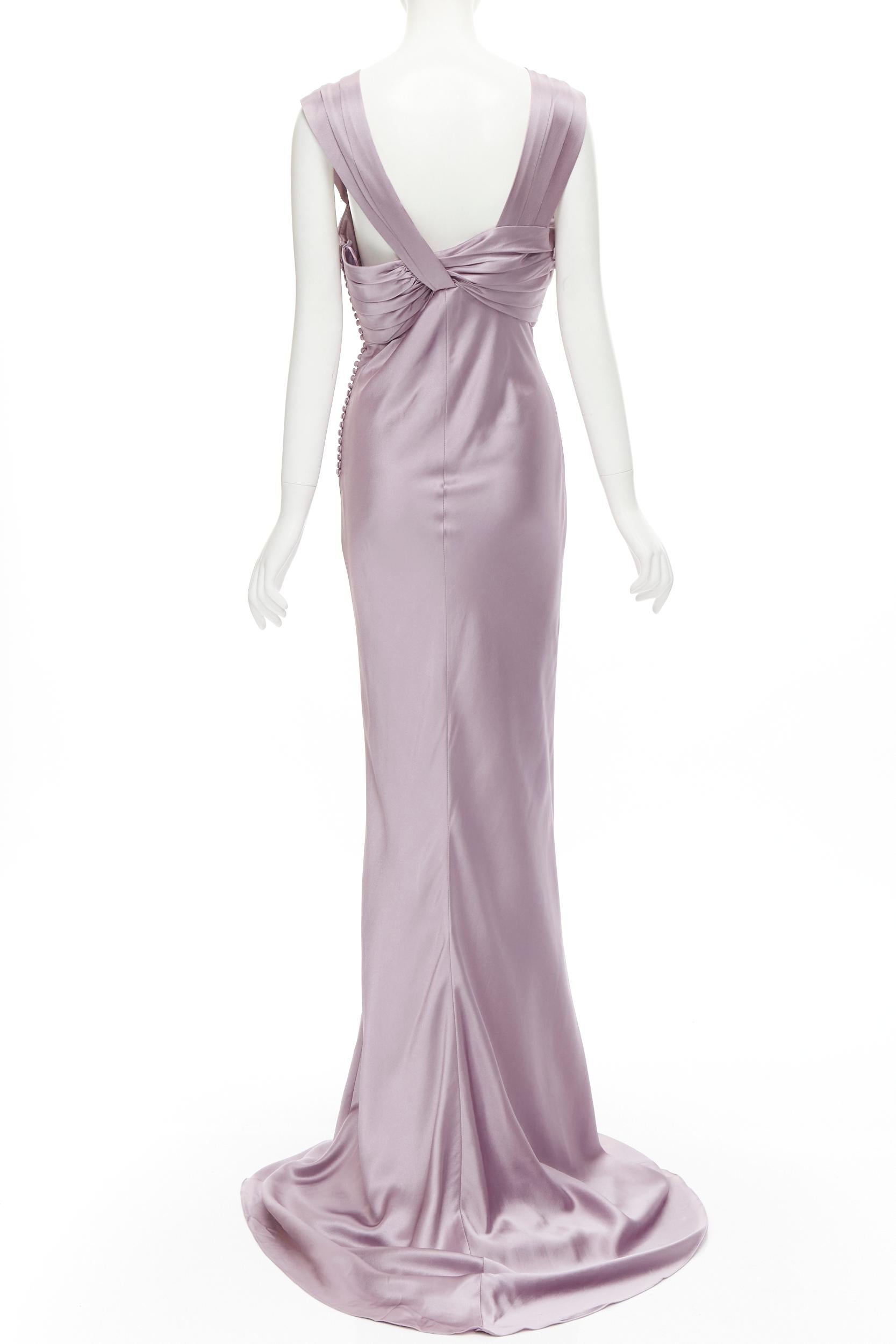 CHRISTIAN DIOR 2008 Runway John Galliano purple silk pleated evening gown FR42 L In Excellent Condition In Hong Kong, NT