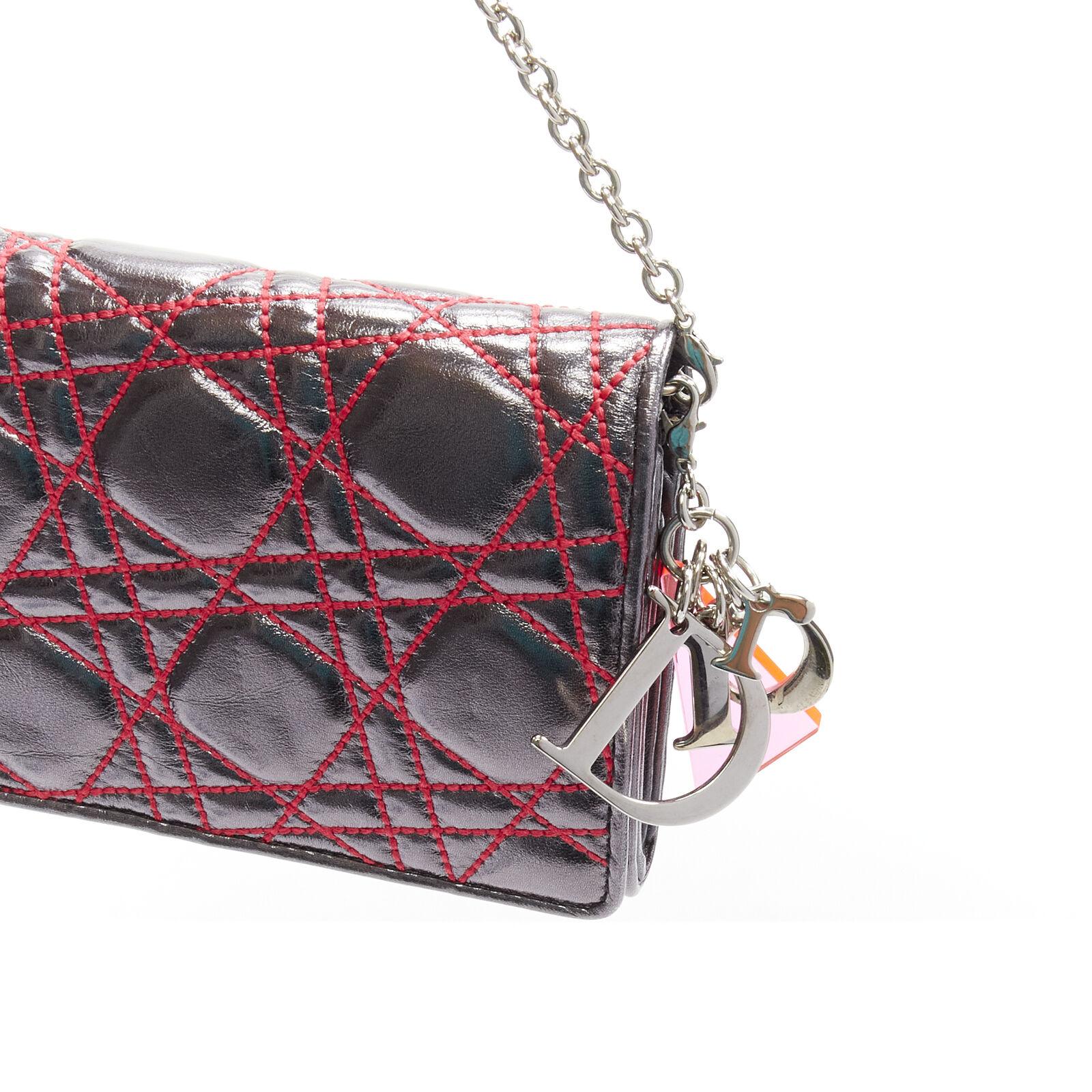 CHRISTIAN DIOR 2011 Anselm Reyle silver neon pink Cannage wallet on chain bag 3