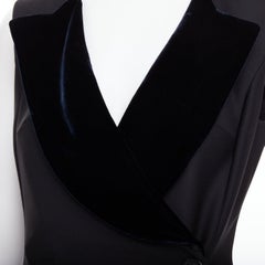 CHRISTIAN DIOR 2013 Raf Simons black white velvet lapels asymmetric dress FR36 S