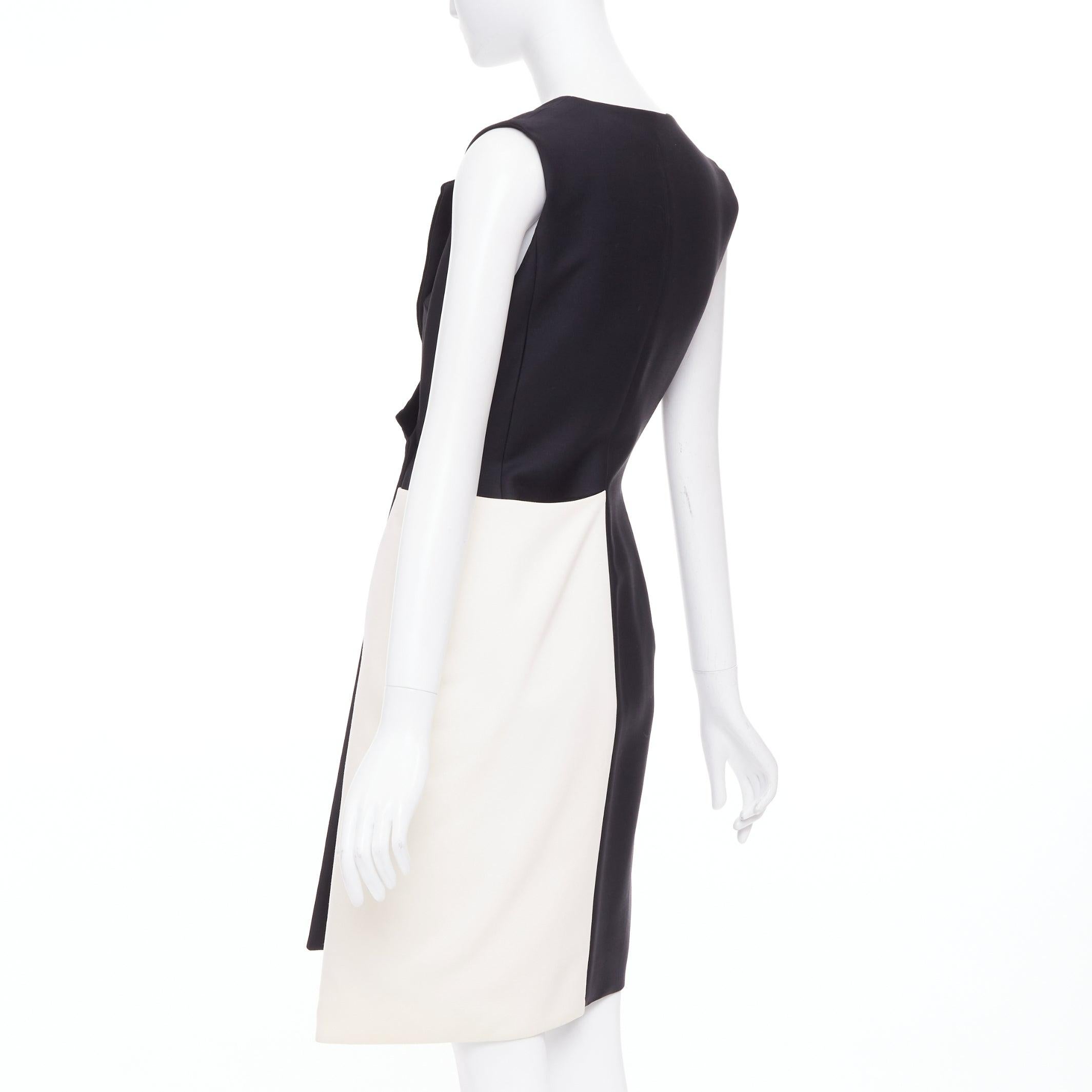 CHRISTIAN DIOR 2013 Raf Simons Schwarzer weißer Samt Revers asymmetrisches Kleid FR36 S im Angebot 3