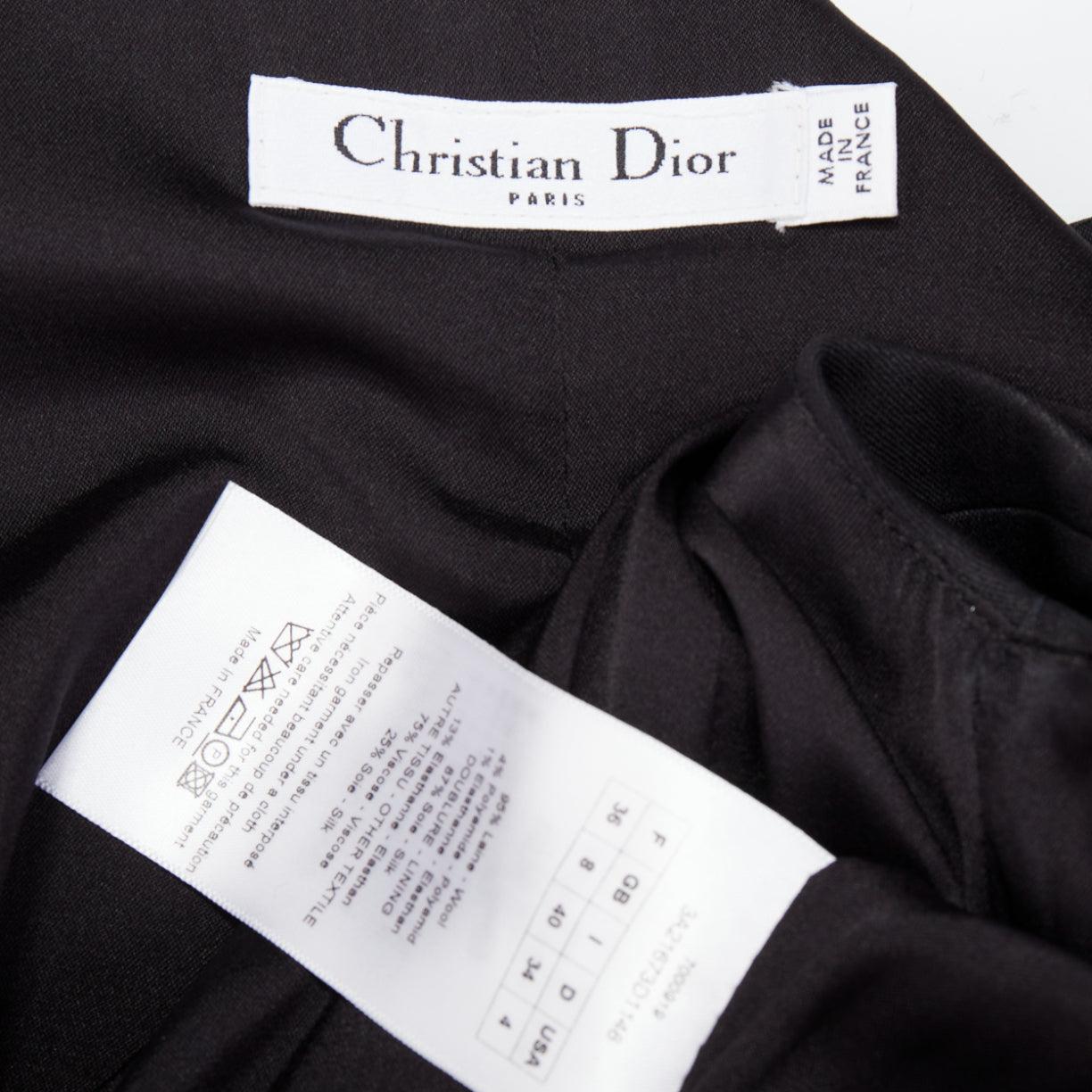 CHRISTIAN DIOR 2013 Raf Simons Schwarzer weißer Samt Revers asymmetrisches Kleid FR36 S im Angebot 5