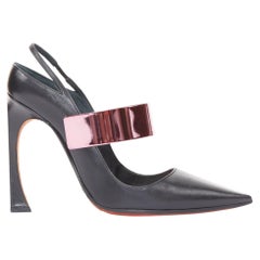 CHRISTIAN DIOR 2013 Runway leather pink metallic band slingback pumps EU37D