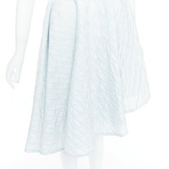 CHRISTIAN DIOR 2014 Raf Simons light blue diamond cloque asymmetric dress FR36 S