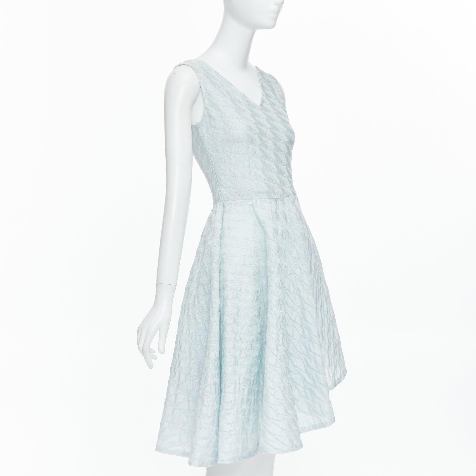 Gray CHRISTIAN DIOR 2014 Raf Simons light blue diamond cloque asymmetric dress FR36 S