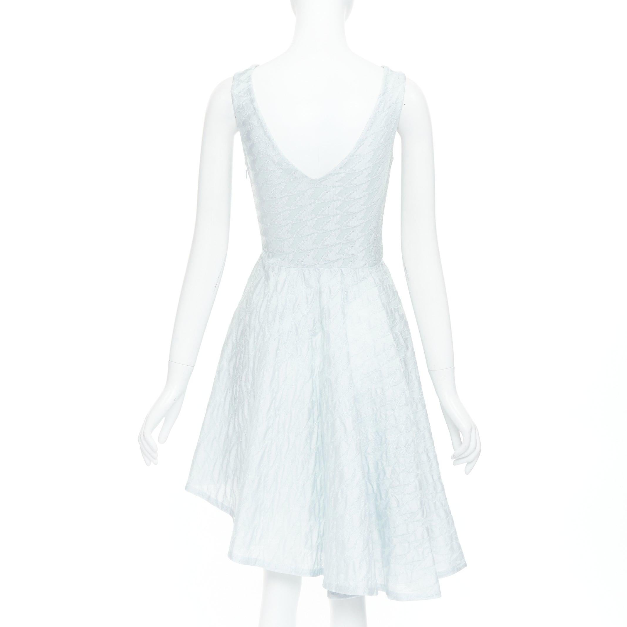 Women's CHRISTIAN DIOR 2014 Raf Simons light blue diamond cloque asymmetric dress FR36 S