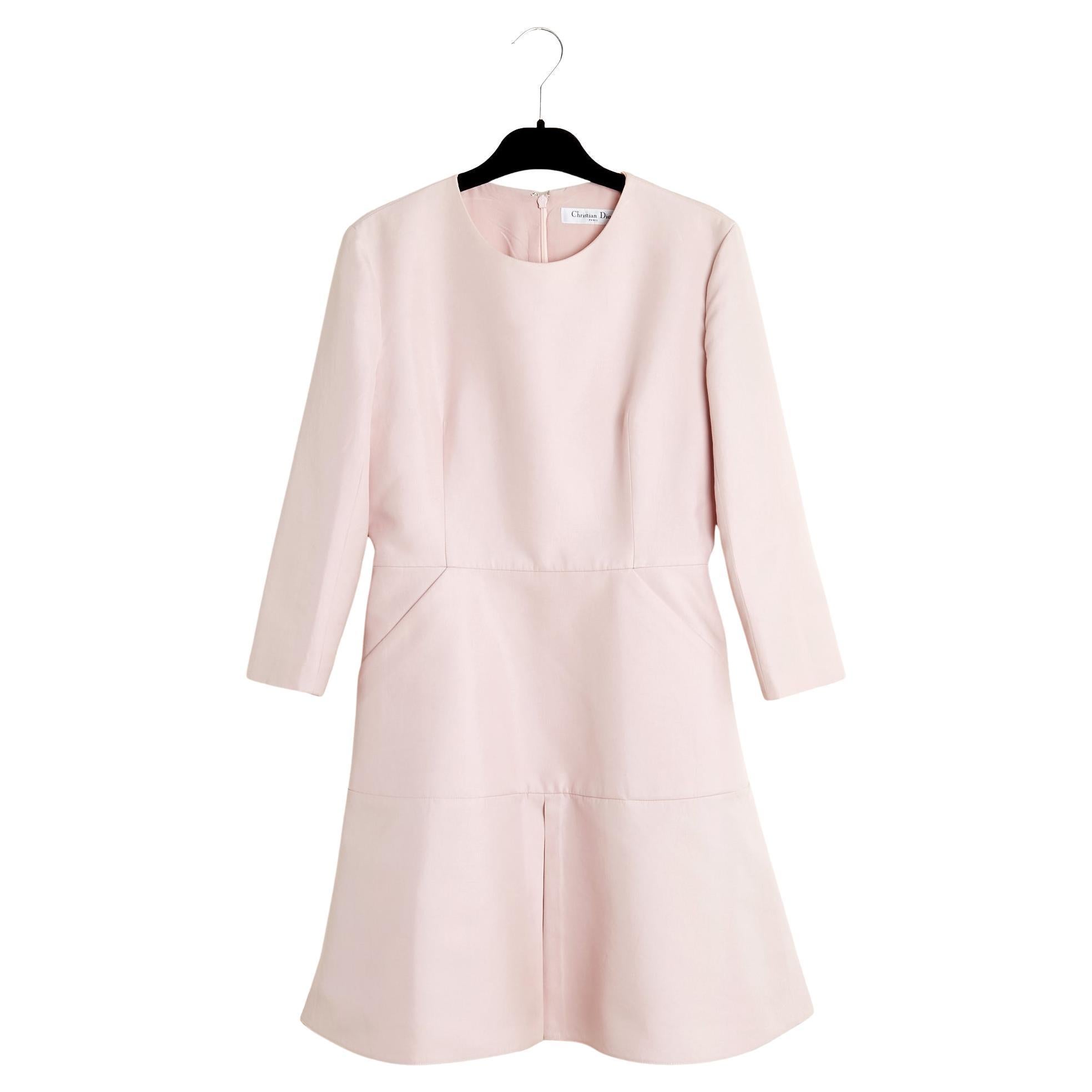Christian Dior 2015 Robe Rose FR36 Raf Simons Pink Cotton Satin Dress UK8 US6