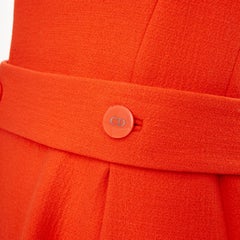 CHRISTIAN DIOR 2015 structured tangerine orange wool crepe dress FR38 M