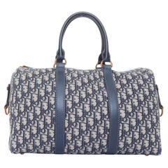 CHRISTIAN DIOR 2017 Boston 40 Oblique monogram canvas blue leather travel bag