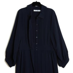 Christian Dior 2017 Robe Marine FR38 Chiuri Navy Wool Pleated Dress UK10 US8