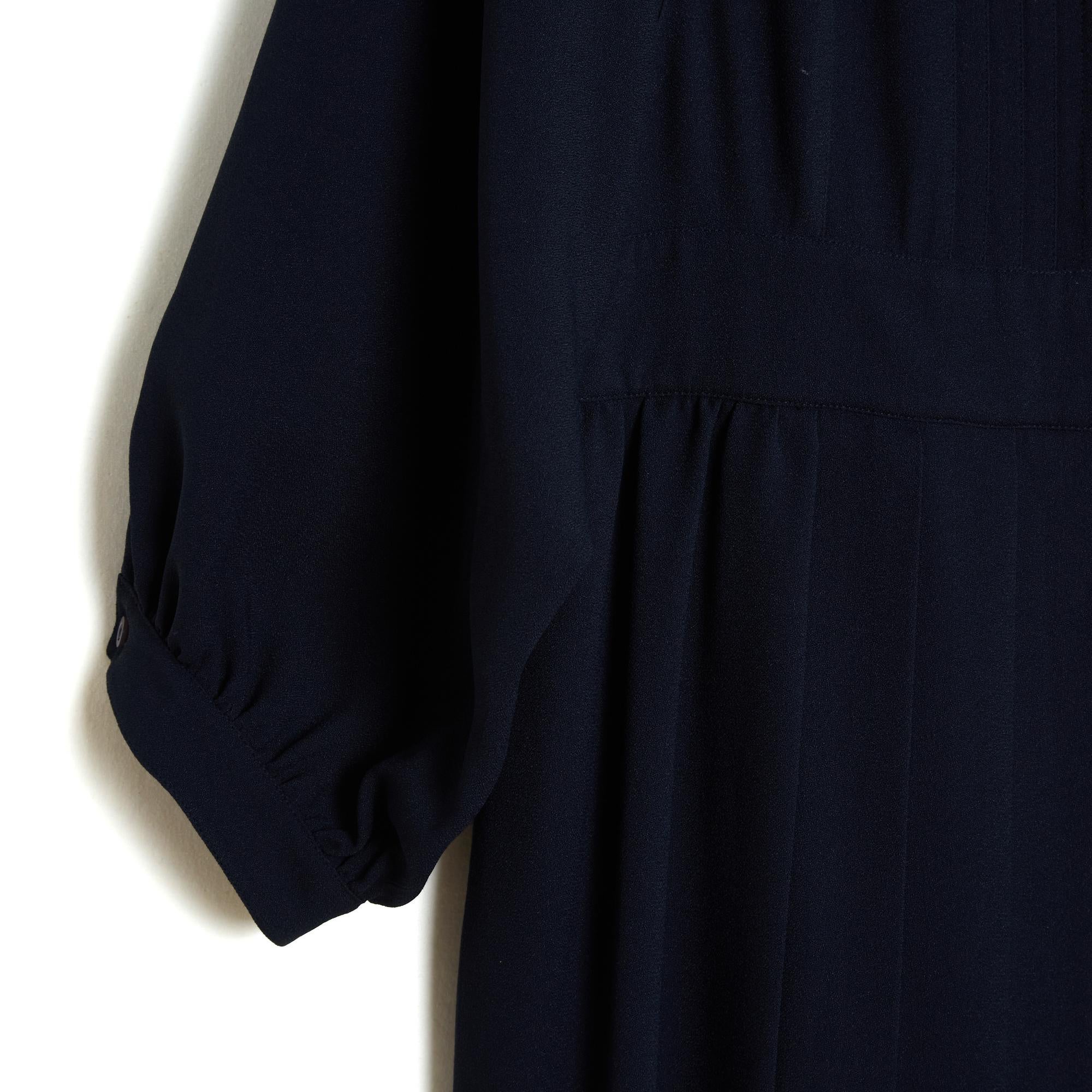 Women's Christian Dior 2017 Robe Marine FR38 Chiuri Navy Wool Pleated Dress UK10 US8 For Sale
