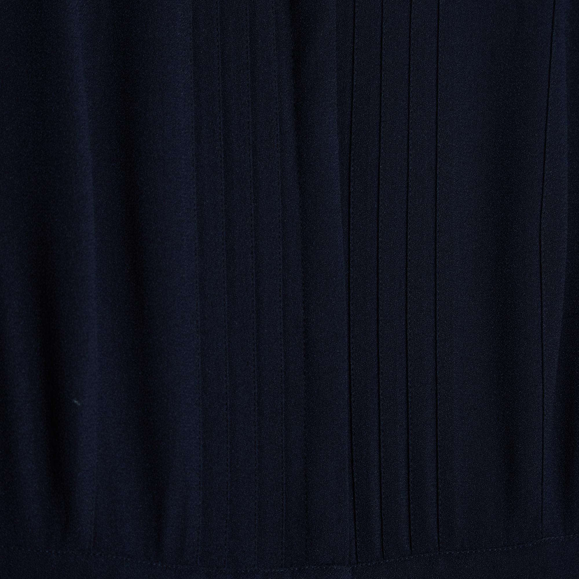 Christian Dior 2017 Robe Marine FR38 Chiuri Navy Wool Pleated Dress UK10 US8 For Sale 1