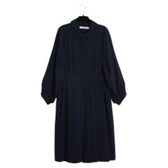 Christian Dior 2017 Robe Marine FR38 Chiuri Navy Wool Pleated Dress UK10 US8