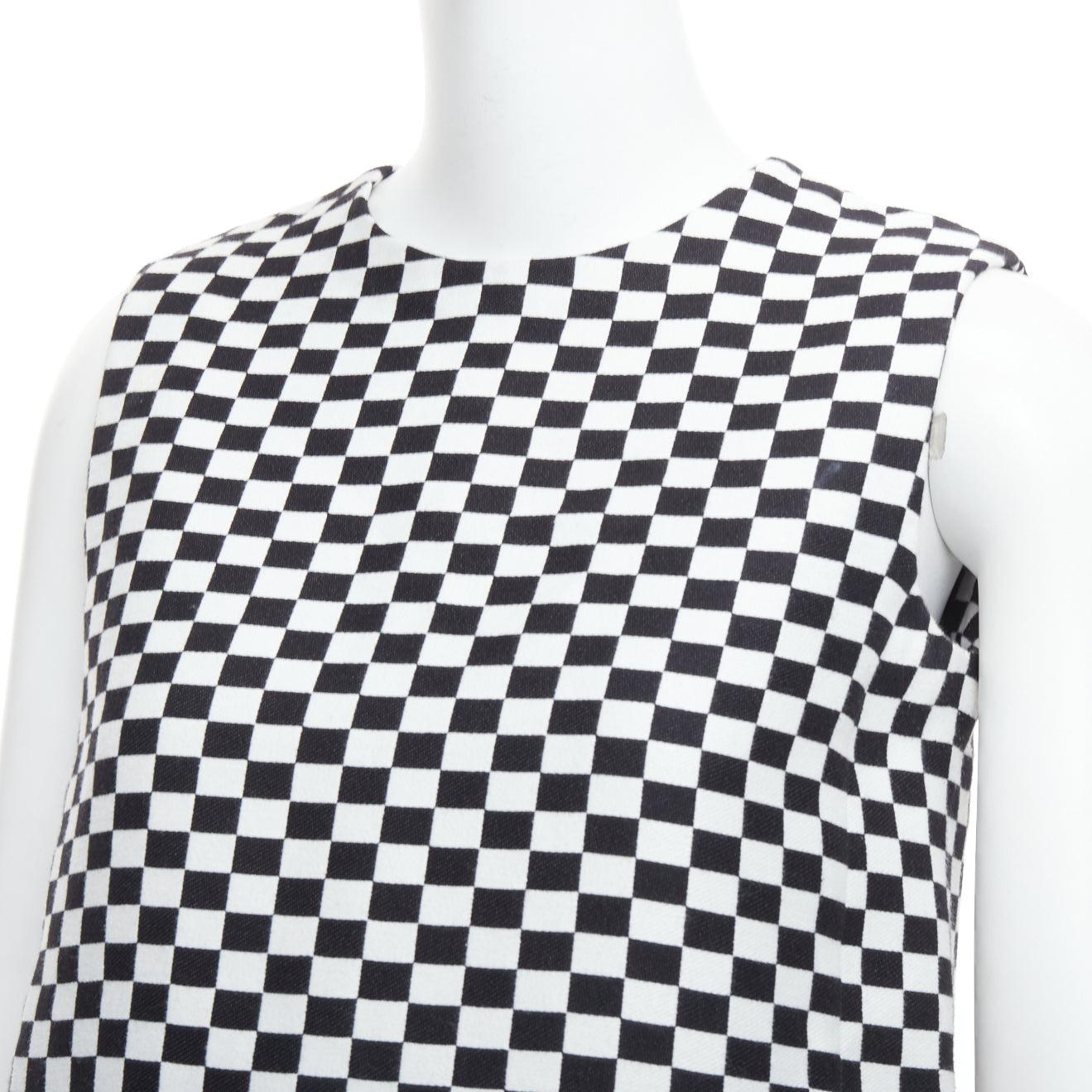 CHRISTIAN DIOR 2018 black white checkered logo mini shift dress FR34 XS 3