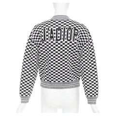 CHRISTIAN DIOR 2018 J'ADior black checkered silk cotton zip up jacket FR38 M