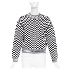 CHRISTIAN DIOR 2018 J'ADior black checkered silk cotton zip up jacket FR38 M