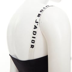 CHRISTIAN DIOR 2018 JAdior – Schwarzes Bustier-Top aus Stretchstrick mit Logo-Trägern, Größe FR36 S