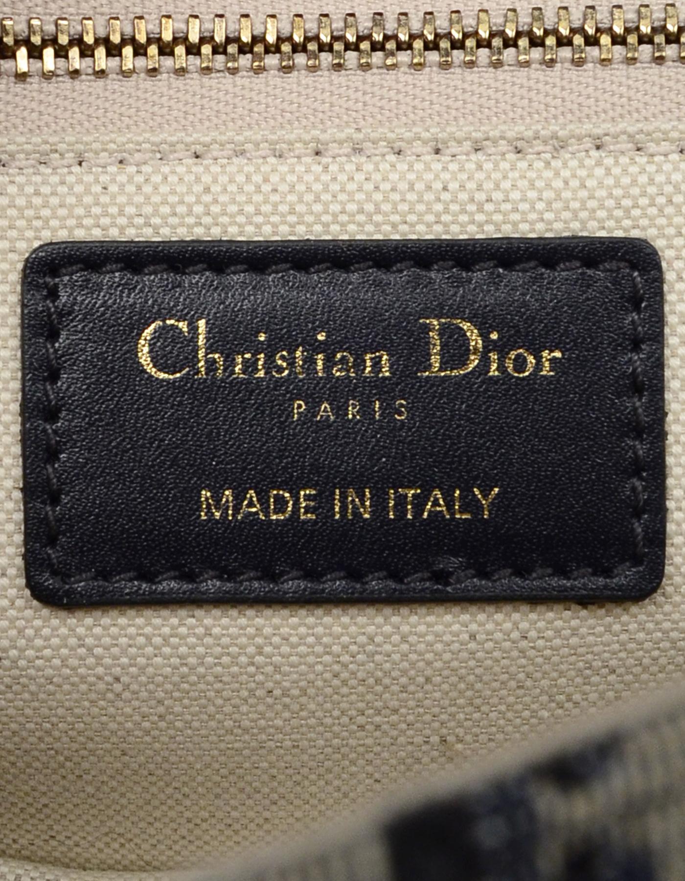 Christian Dior 2018 Navy Blue Canvas Monogram Oblique DiorAddict Flap ...