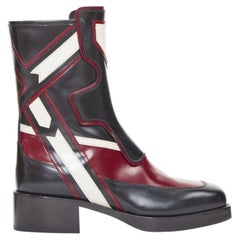 CHRISTIAN DIOR 2018 Runway Diorally red white leather colorblock boots EU36.5